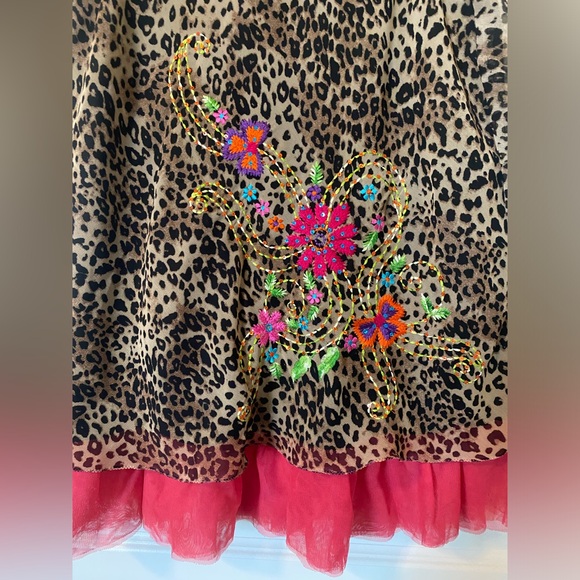 Y2K Leopard skirt with pink tulle - Picture 2 of 4